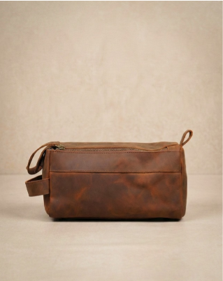 Tan Brown Leather Travel Pouch