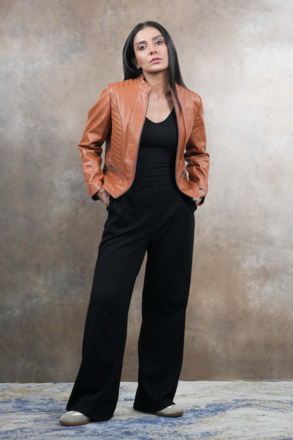 Caramel Chic Leather Jacket