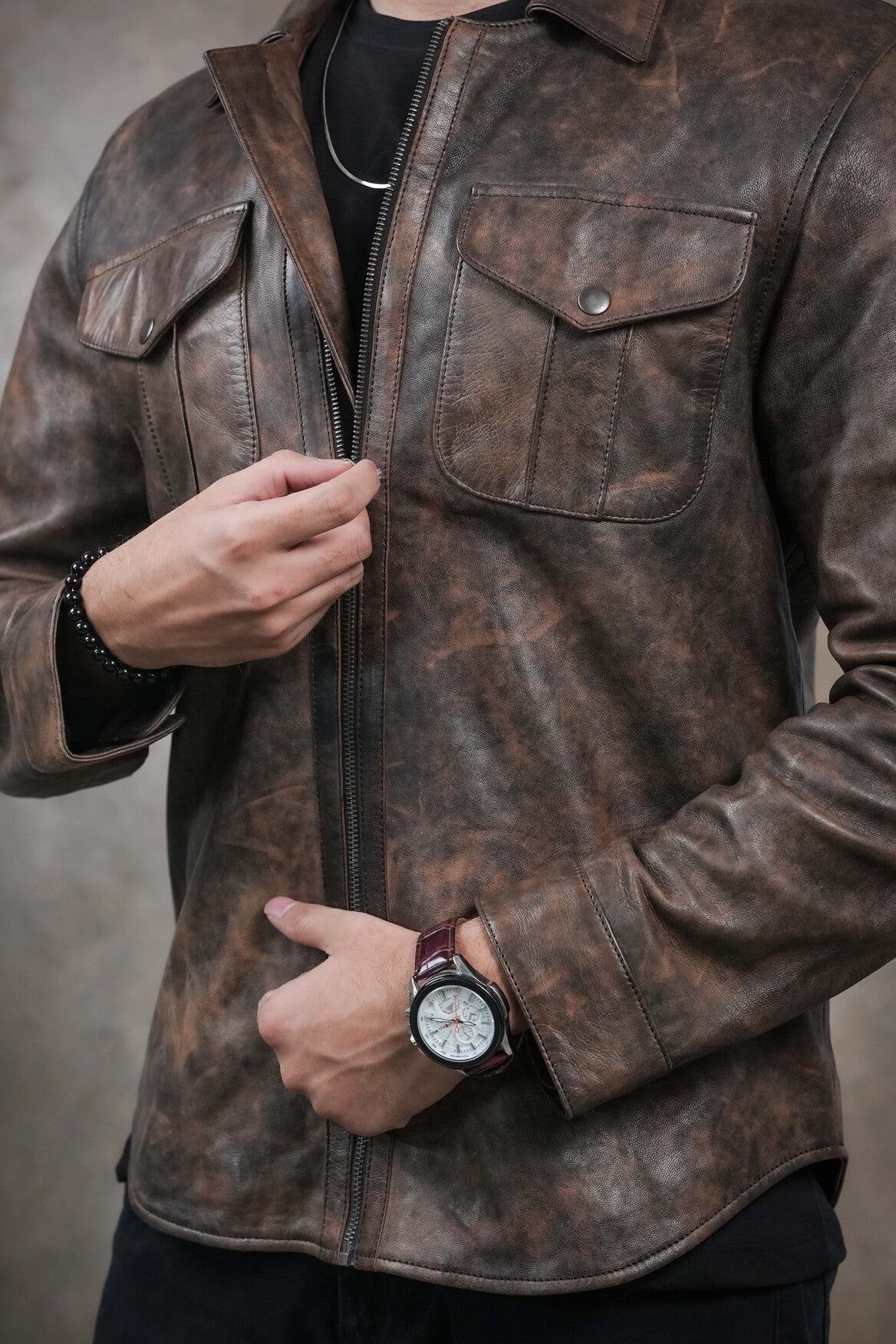 Vintage Brown Leather Jacket