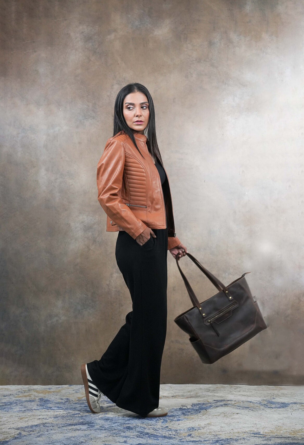 Caramel Chic Leather Jacket