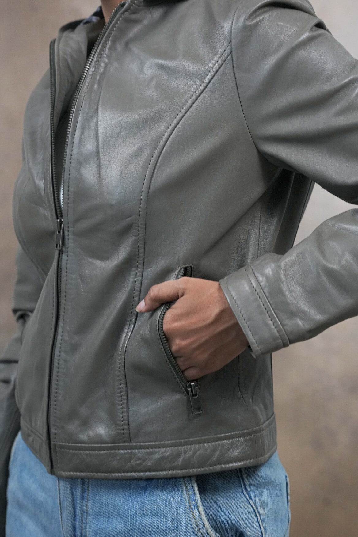 Urban Grey Leather Jacket