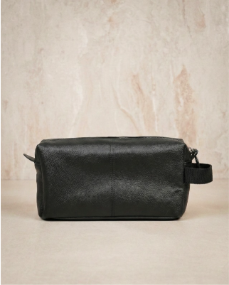 Black Leather Travel Pouch
