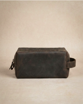 Vintage Brown Leather Travel Pouch