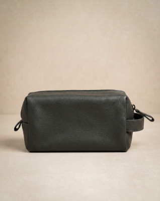 Grey Leather Travel Pouch