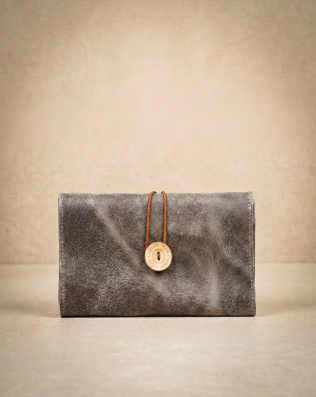 Stone Grey Leather Cable Organizer