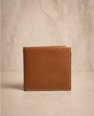 Tan Leather Bi-Fold Wallet
