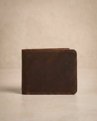 Dark Brown Leather Bi-Fold Wallet