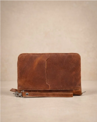 Brown Leather Zip Wallet