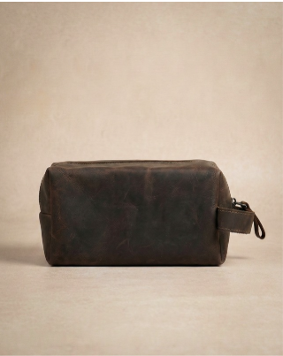Dark Brown Leather Travel Pouch